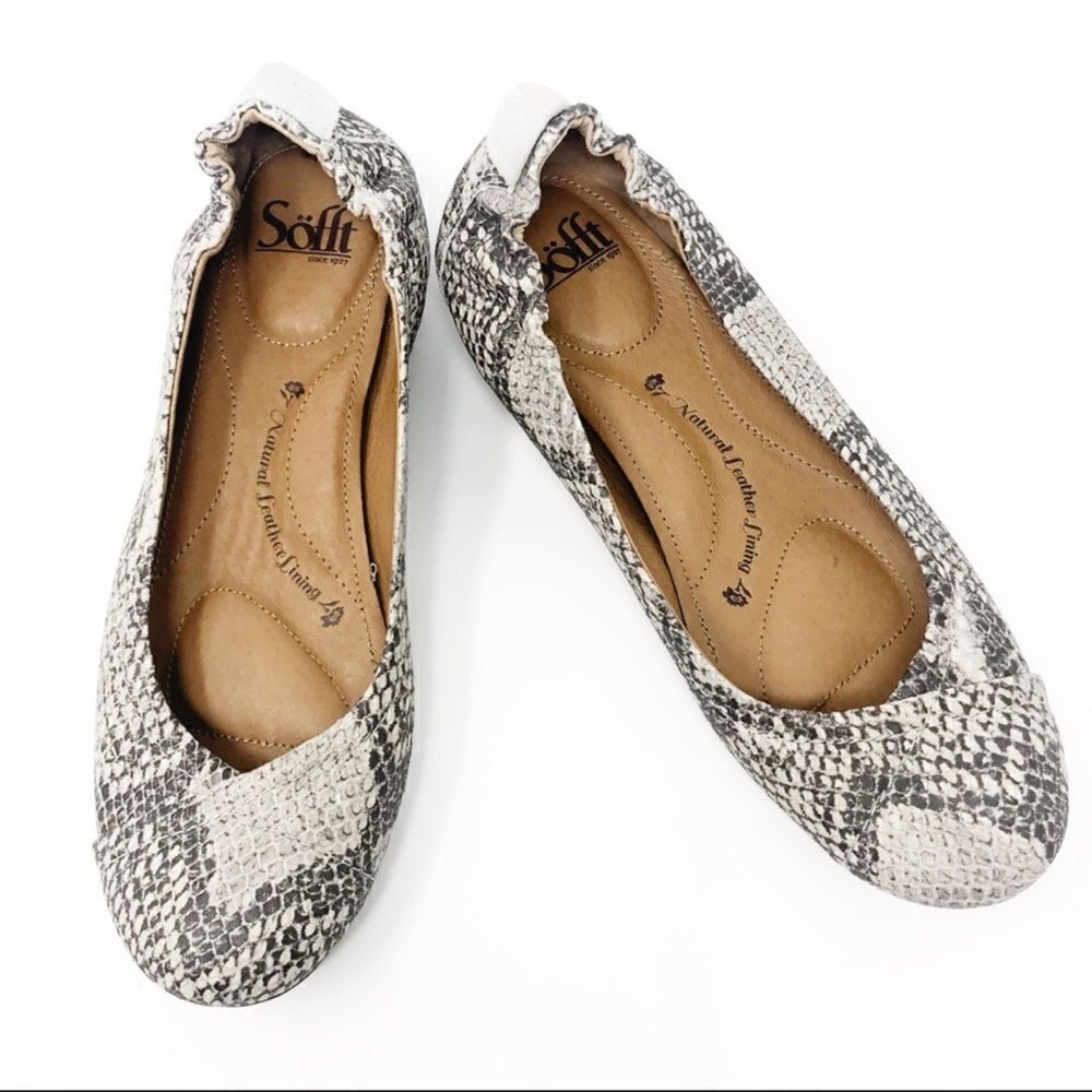 SOFFT Snakeskin Flats‎ Round Toe 7.5M Leather Flats B-25